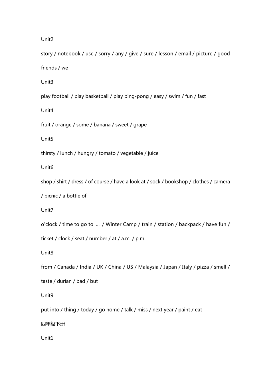 湘鲁版小学英语(三年级起点)单词表_第3页