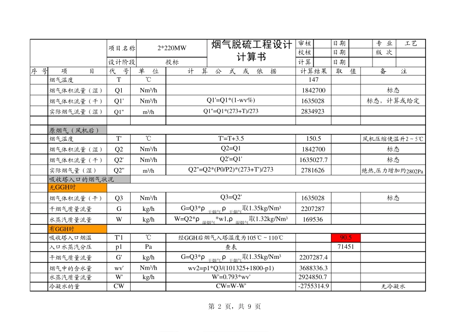 湿法脱硫工艺计算书excl_第2页