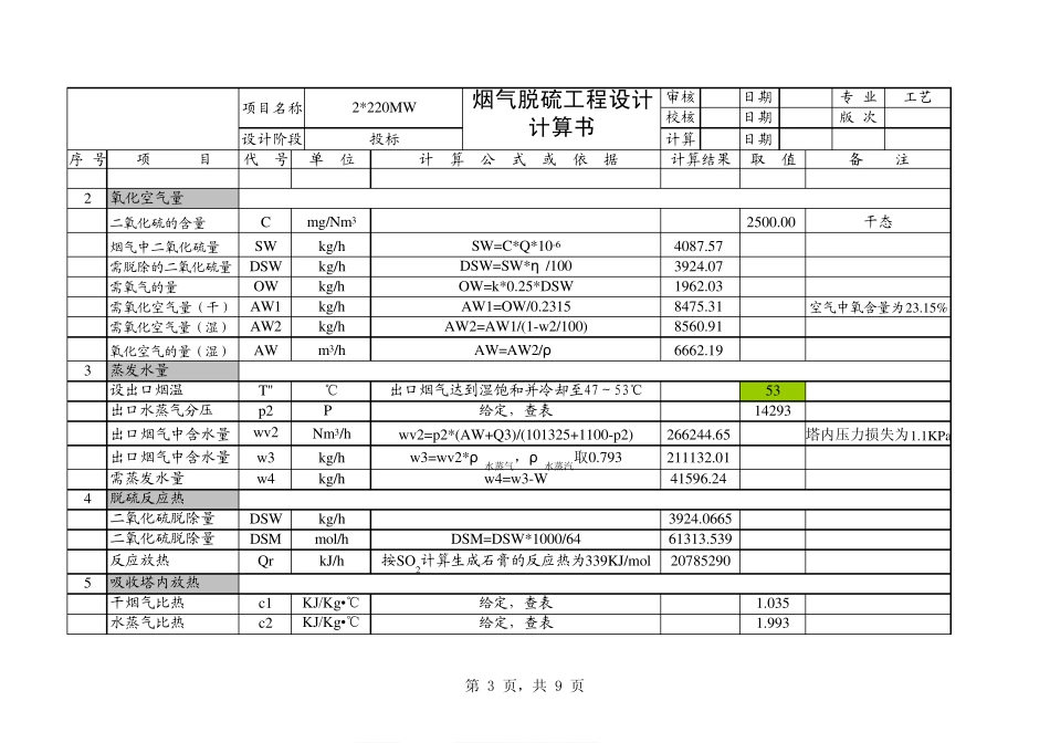 湿法脱硫工艺计算书excl_第3页