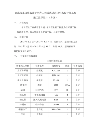 溢洪道施工组织设计(方案)