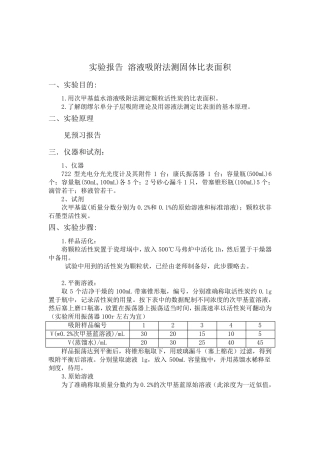 溶液吸附法测固体比表面积