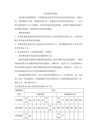 滚动轴承的装配