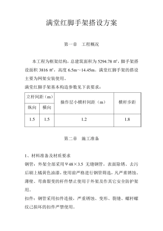 满堂红脚手架搭设方案