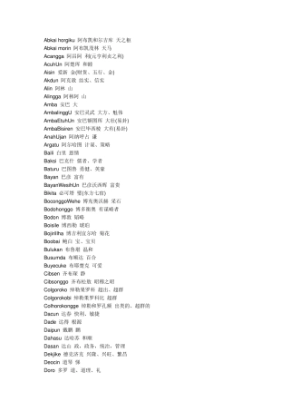 满族名字(满语)