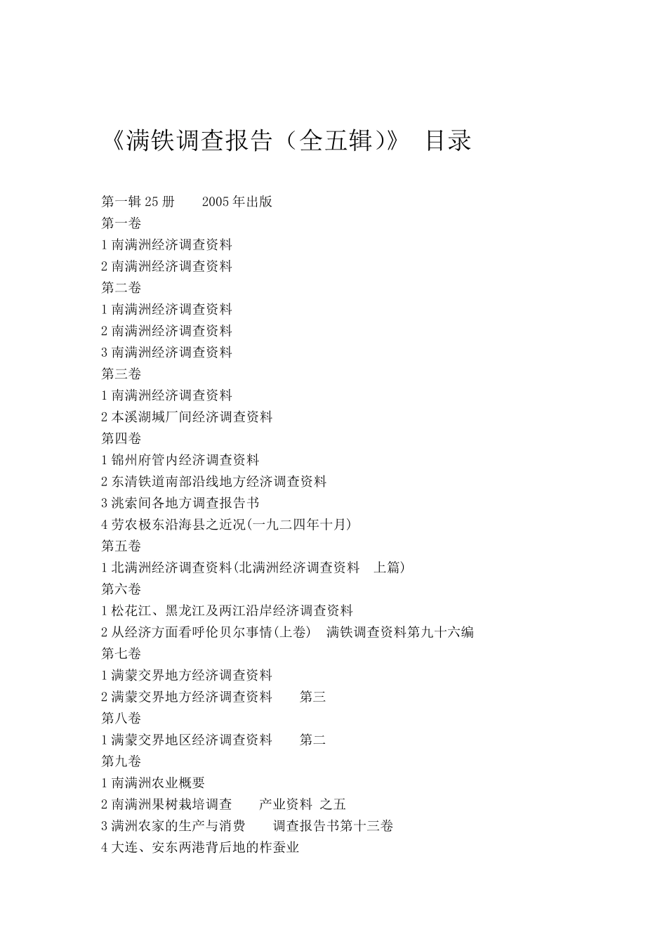 满铁调查报告目录_第1页