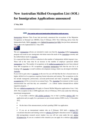 澳大利亚技术移民职业清单