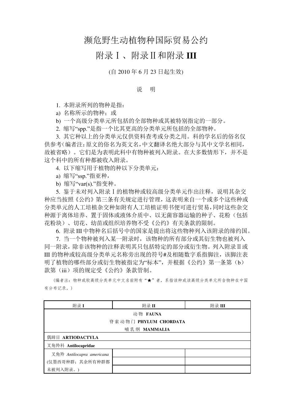 濒危野生动植物种国际贸易公约(附录一二三)_第1页