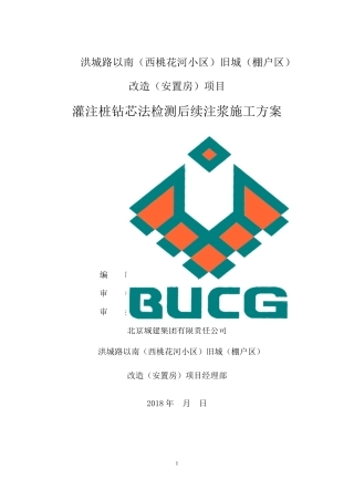 灌注桩钻芯法检测后芯孔注浆施工方案