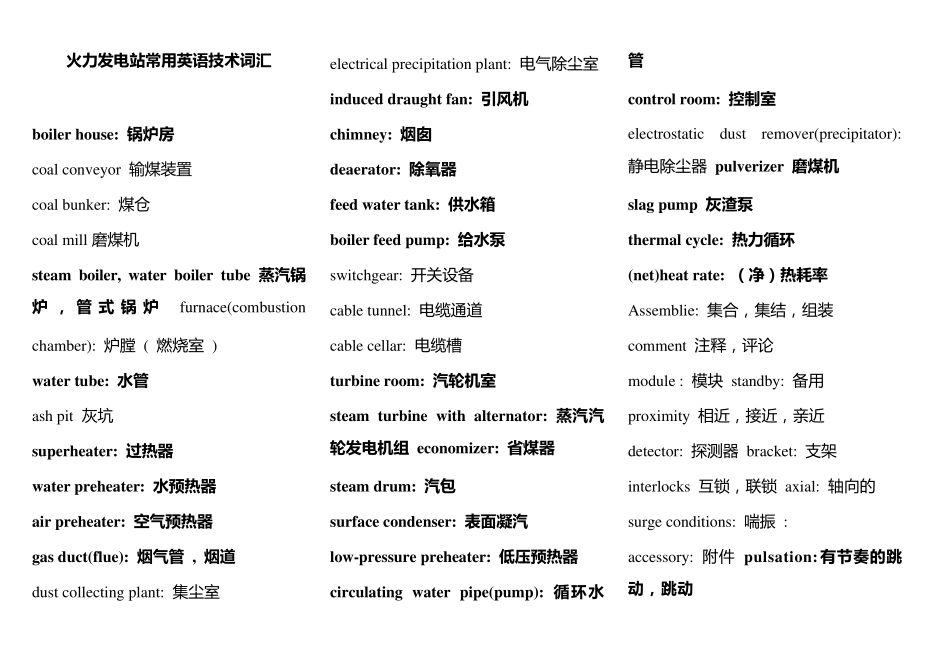 火力发电厂常用英语词汇_第1页