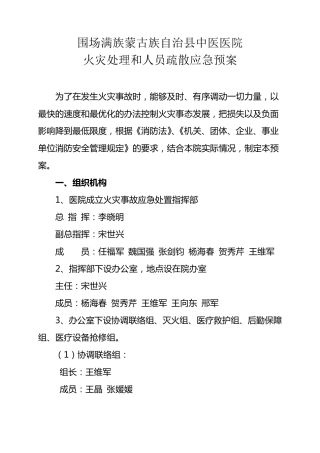 火灾处理和人员疏散应急预案