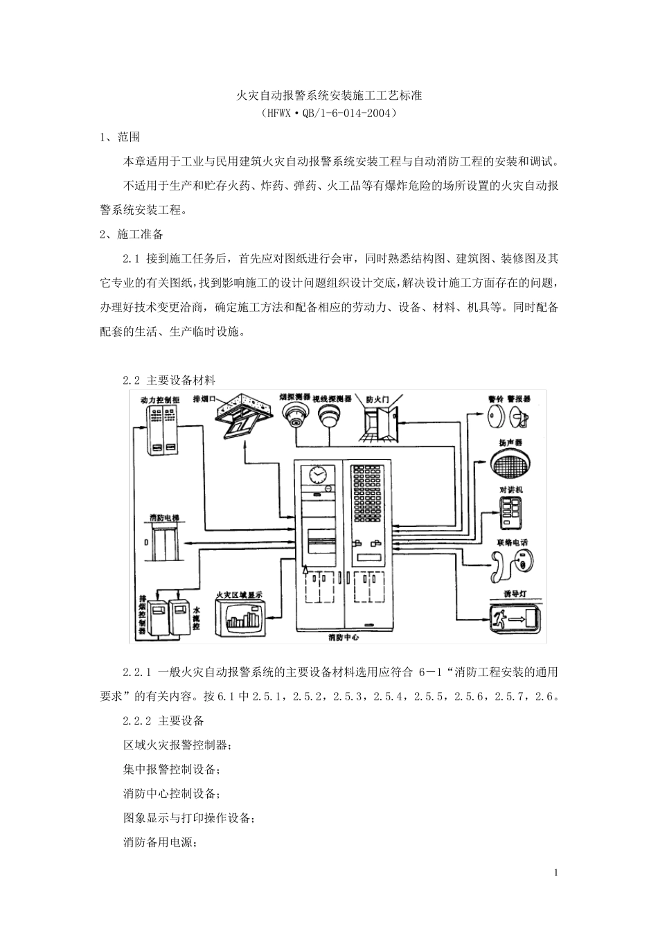 火灾自动报警系统安装施工工艺标准_第1页
