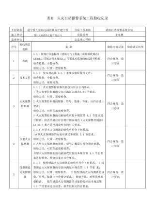 火灾自动报警系统工程验收记录(样本)