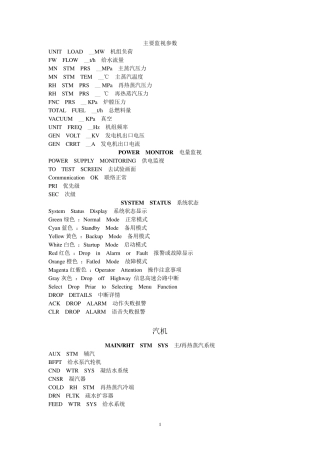 火电厂专业词汇中英文翻译