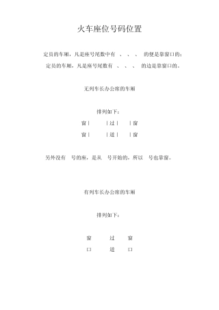 火车座位号码位置