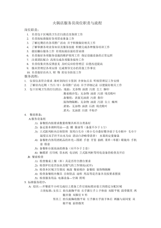 火锅店服务员岗位职责与流程