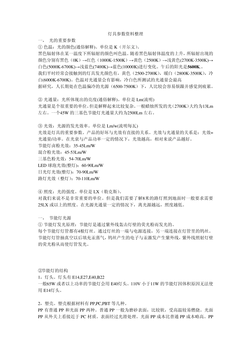 灯具参数整理_第1页