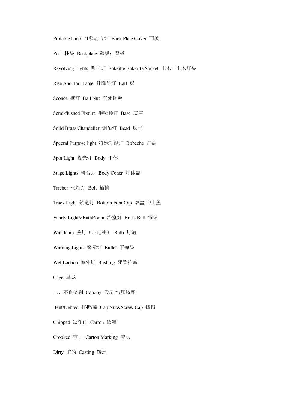 灯具种类及常用语中英文对照名称_第2页