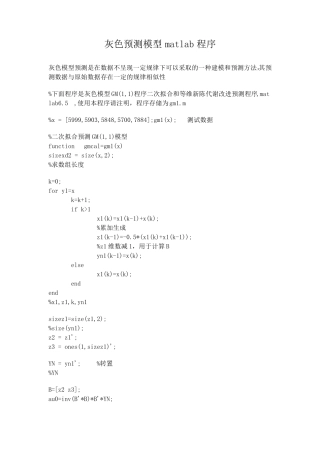 灰色预测模型matlab程序精确版