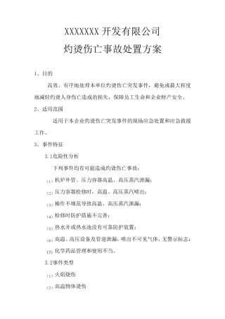 灼烫伤亡事故处置方案