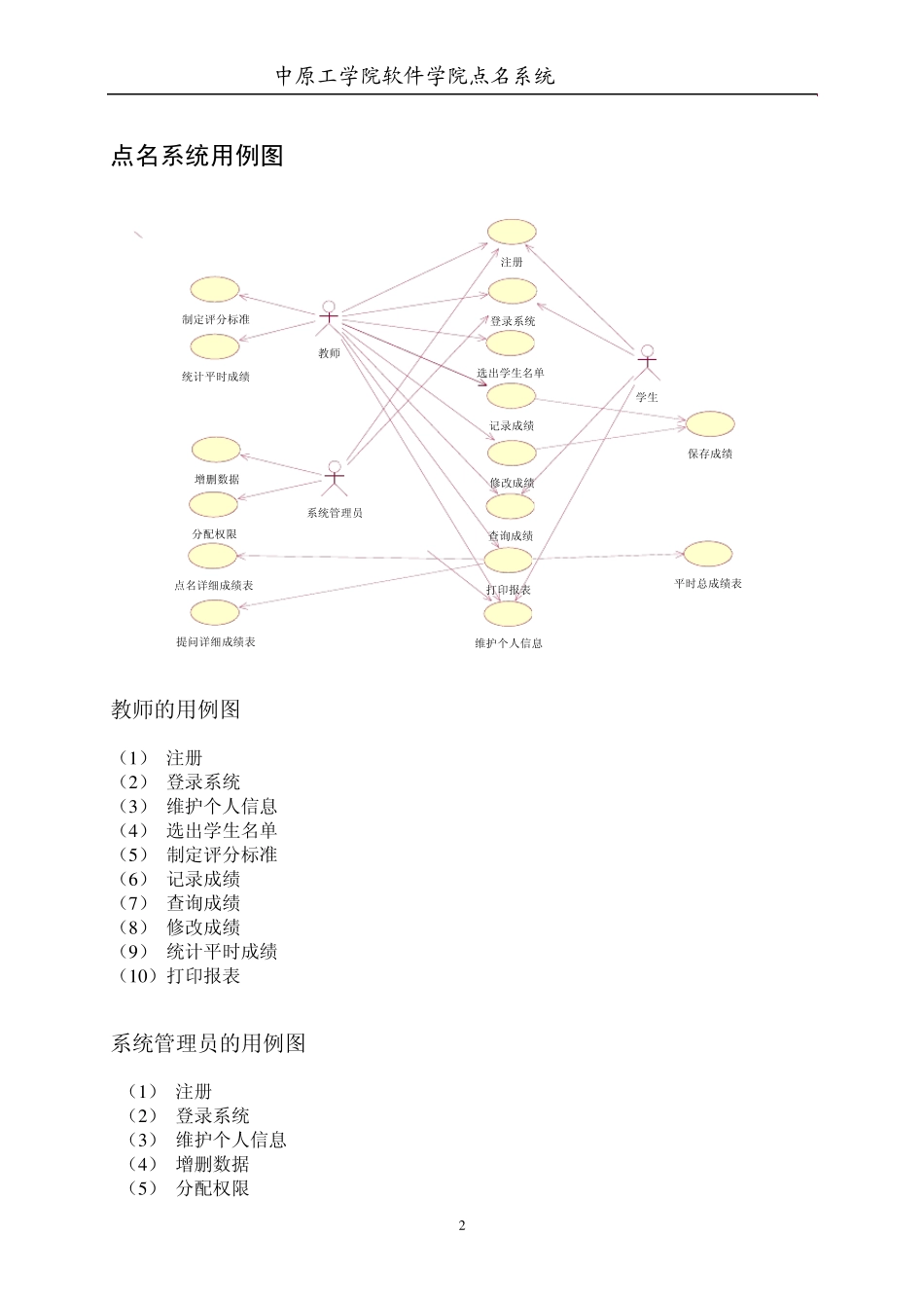 点名系统用例图及用例规约_第2页