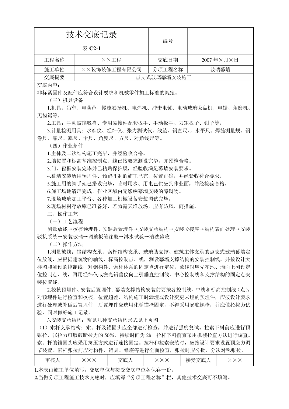 点支式玻璃幕墙安装施工技术交底_第2页