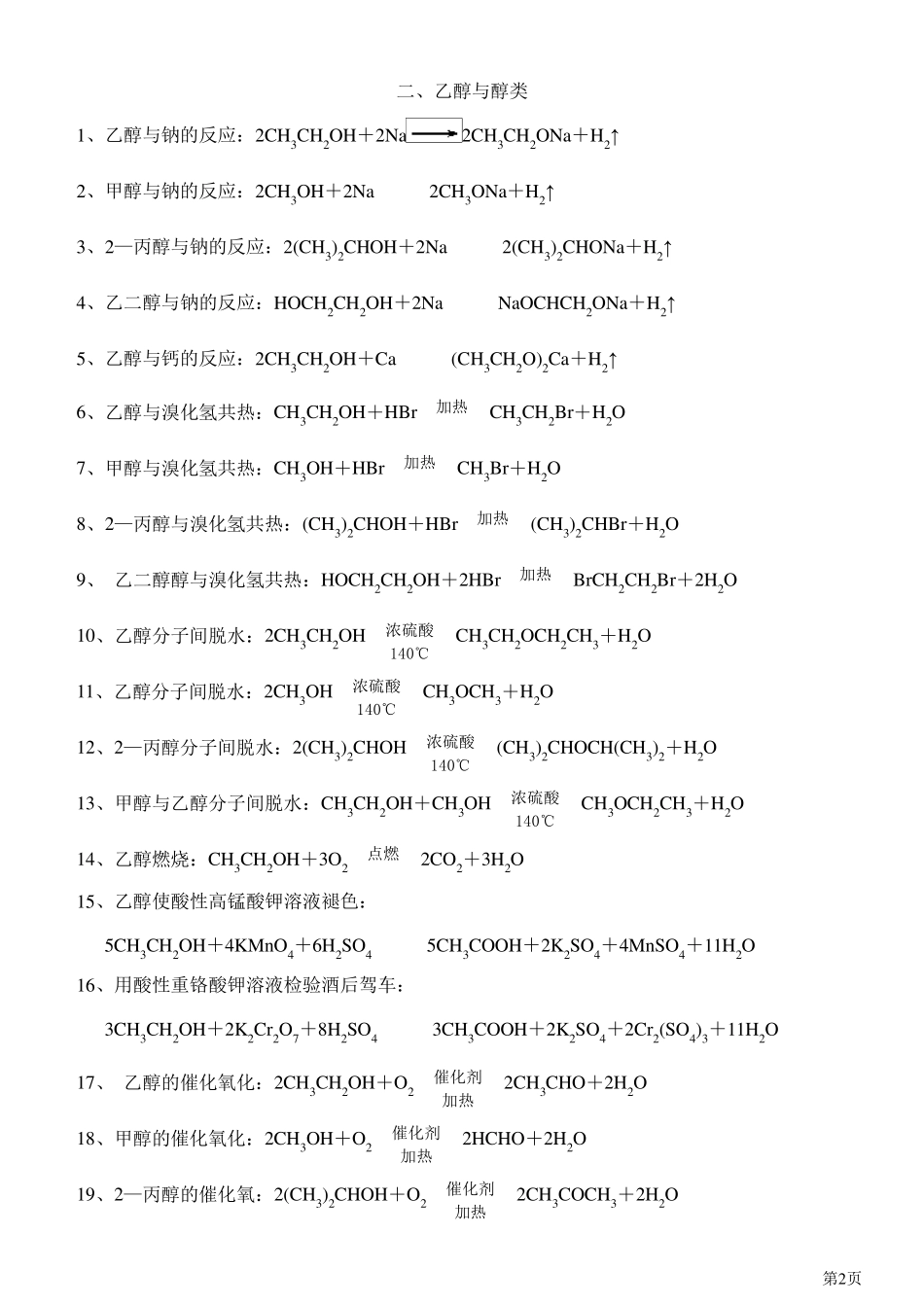 烃的衍生物的化学方程式_第2页