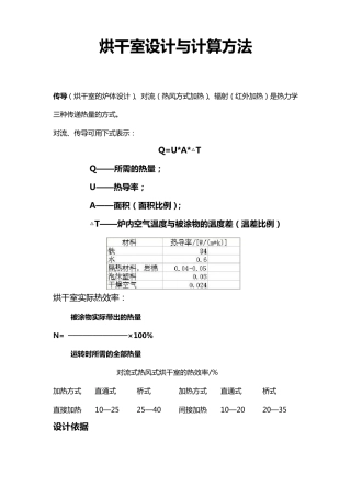 烘干室设计与计算方法