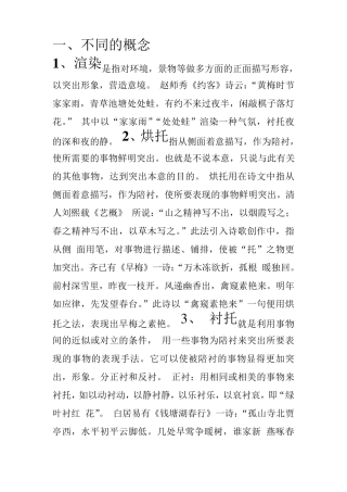 烘托、渲染、衬托、对比的明确区别