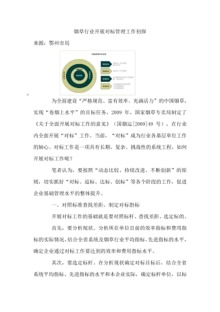 烟草行业开展对标管理工作初探