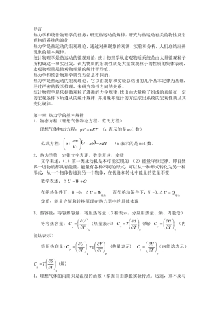 热力学与统计物理总复习提纲