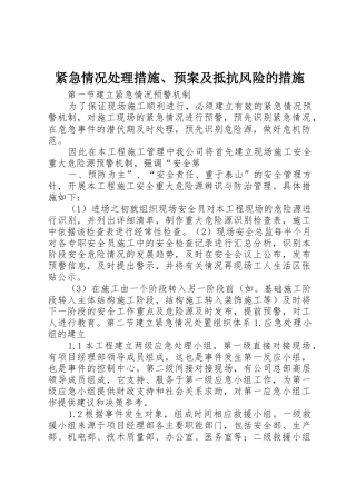 紧急情况处理措施、预案及抵抗风险的措施