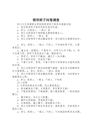 领导班子问卷调查