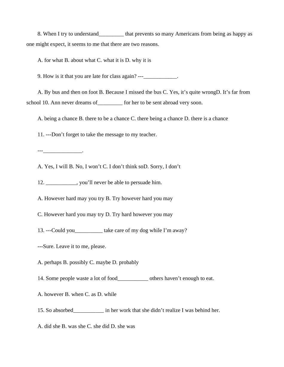 语法专项技能：高考英语特殊句式句型真题专练含答案100题-百._第2页