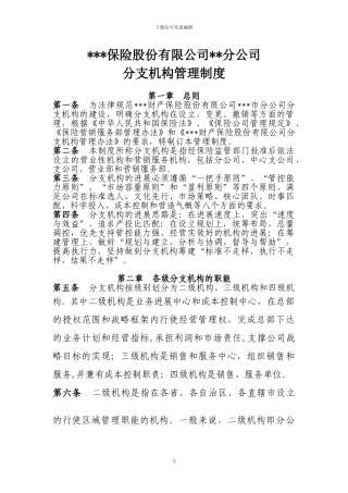 财产保险分公司分支机构管理制度