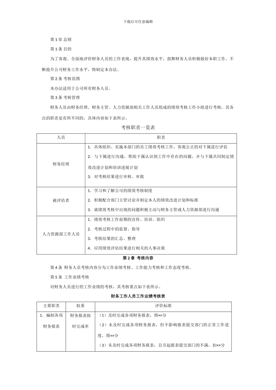 财务人员绩效考核办法_第1页