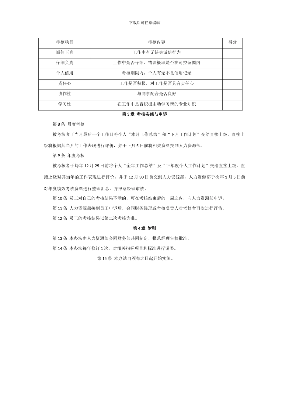 财务人员绩效考核办法_第3页