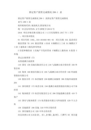 固定资产投资完成情况206-1表
