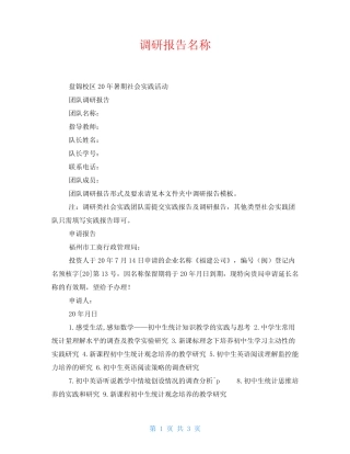 调研报告名称