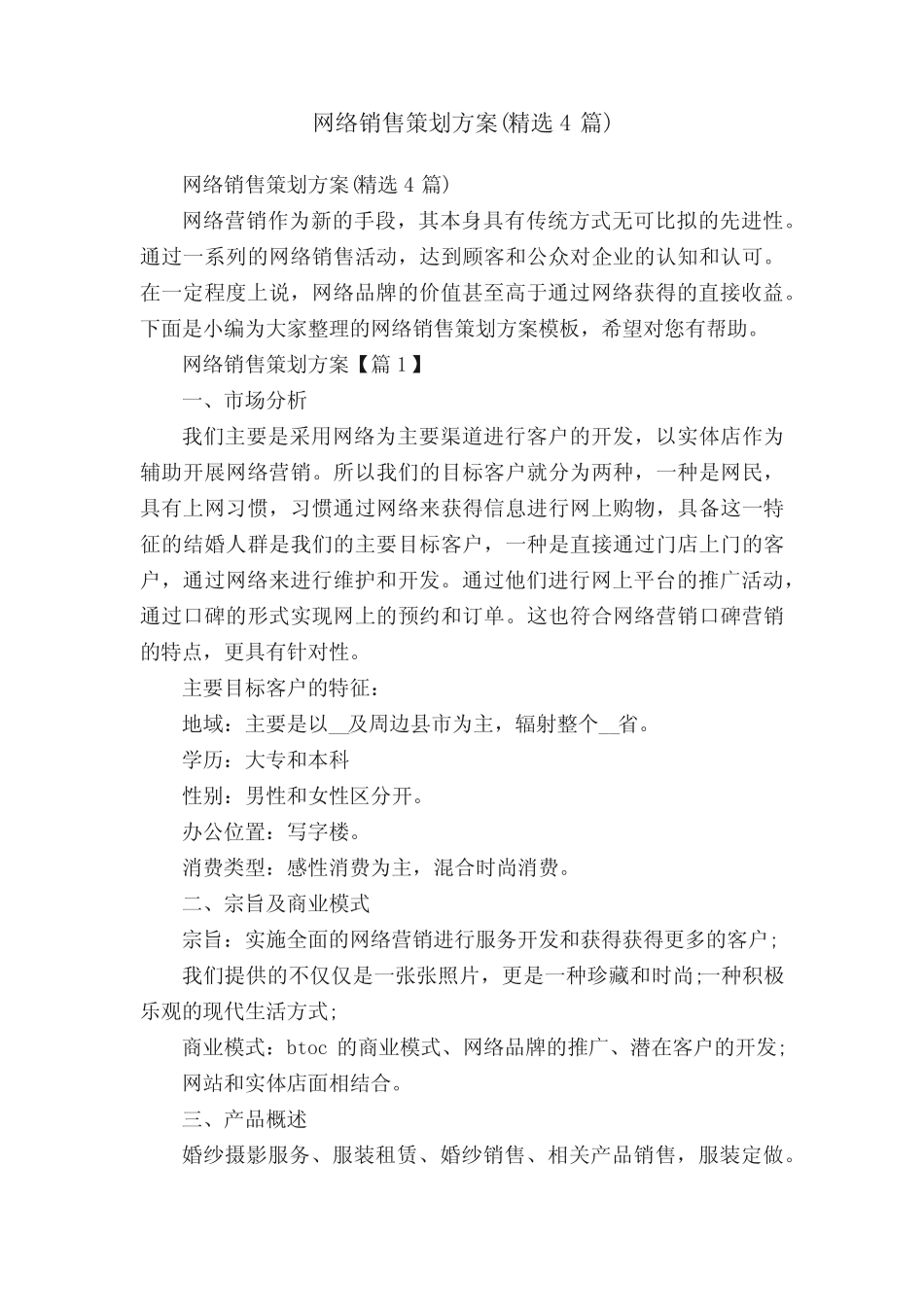 网络销售策划方案(精选4则)_第1页