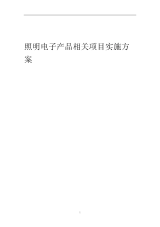 2023年照明电子产品相关项目实施方案