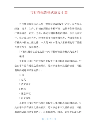 可行性报告格式范文4则