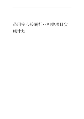 2023年药用空心胶囊行业相关项目实施计划