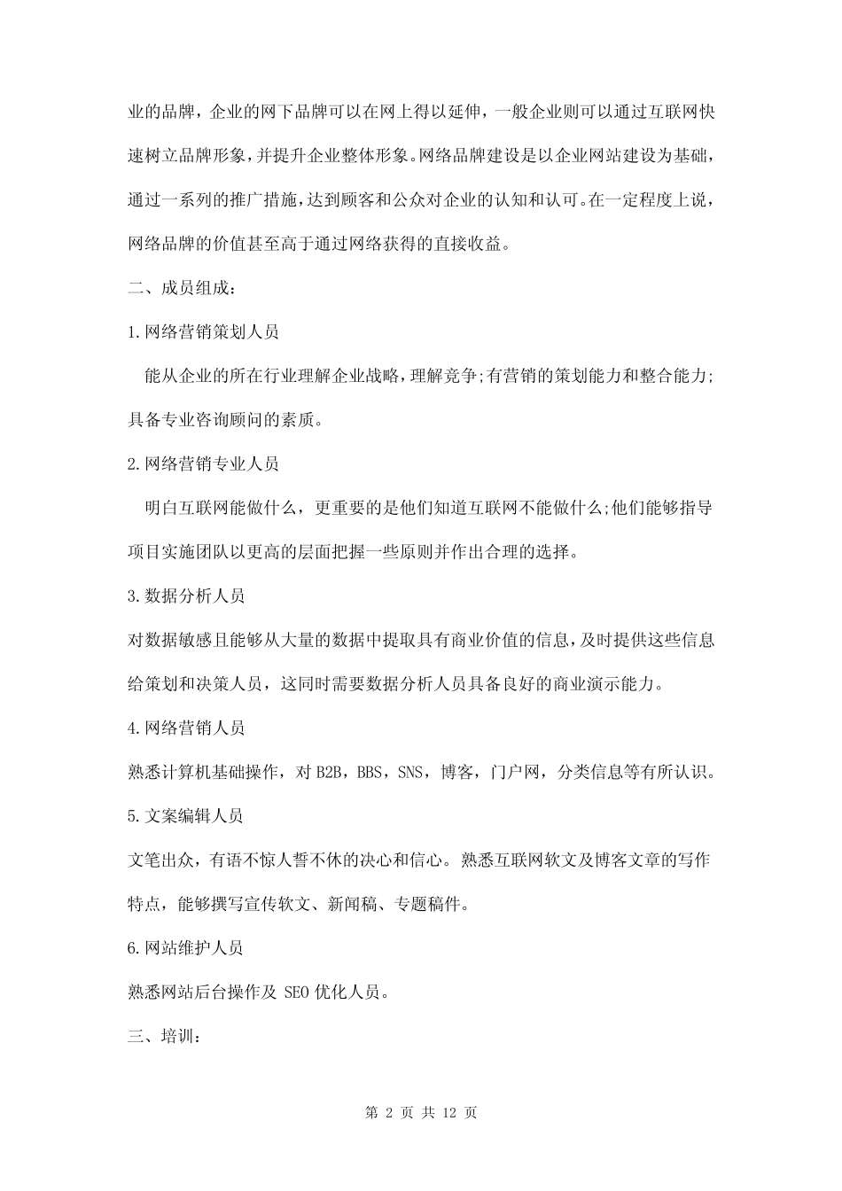 网络营销团队运营规划三则_第2页