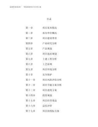 母线系统项目可行性方案