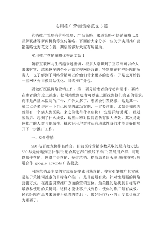 实用推广营销策略范文5则