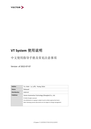 VT System中文使用指导手册及常见注意事项_V1.0