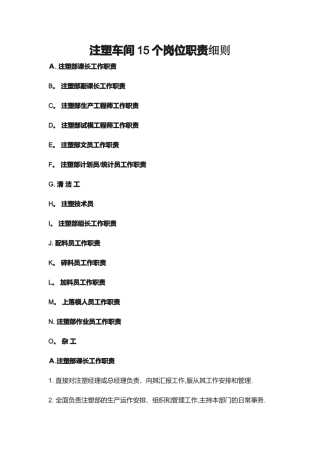 注塑车间15个岗位职责