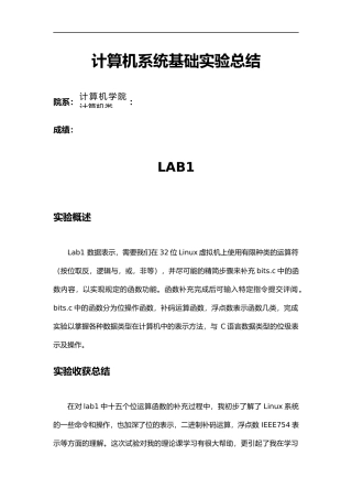 计算机系统基础实验总结2023（已满绩点4.1）