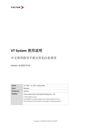 VT System中文使用指导手册及常见注意事项_V1.0完整