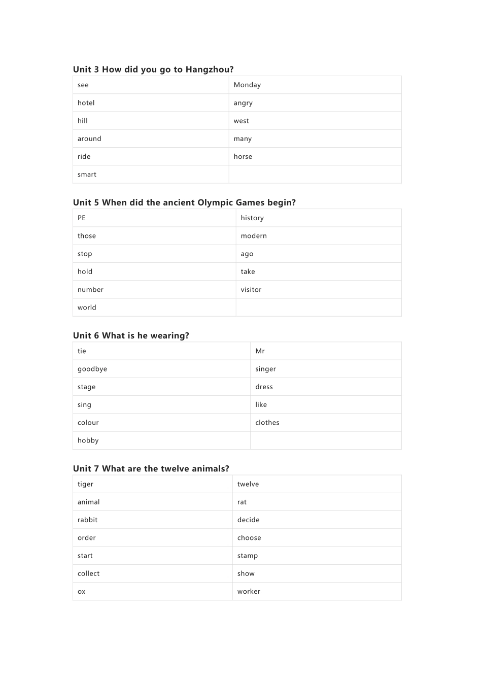北京版（一起）英语六年级上册单词默写表_第3页